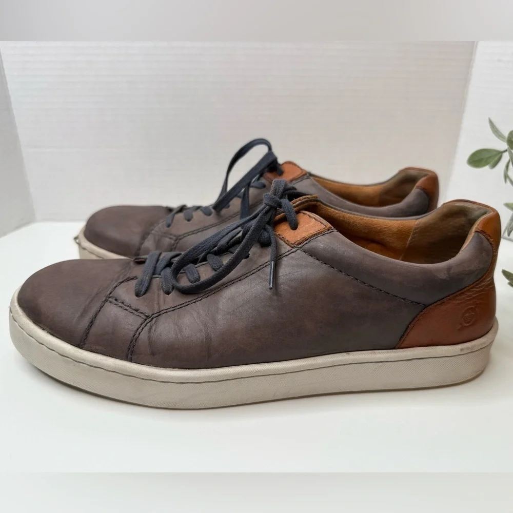 Born Men's Allegheny Gray&Brown Leather Casual Sneakers Size 10M Streetwear